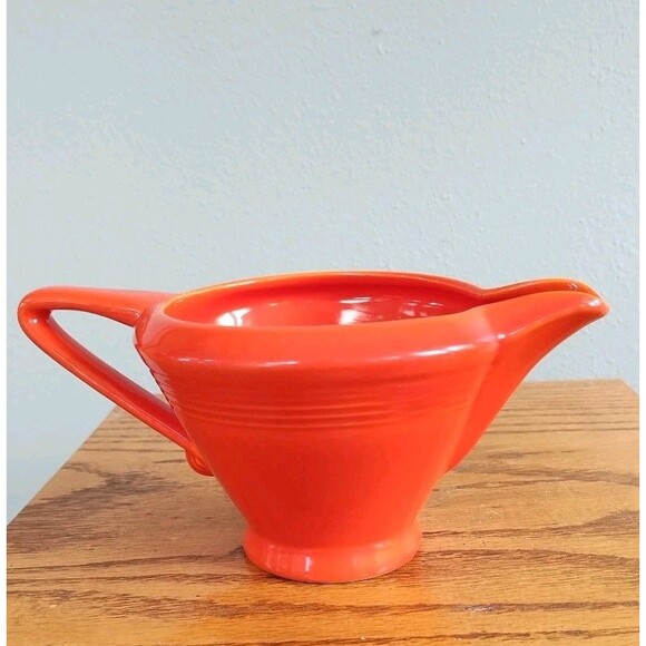 Vintage Homer Laughlin Harlequin Sugar Bowl W/Lid & Creamer Set Red Art Deco - Picture 15 of 16